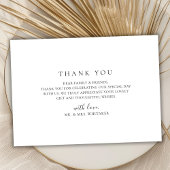 Moderne Typografie Schwarz-Weiß-Foto-Hochzeit Dankeskarte