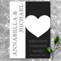 Moderne Typografie Schwarz-weiß Heart Wedding