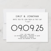 Moderne Typografie Schwarz-weiß Hochzeit Einladung (Vorderseite)