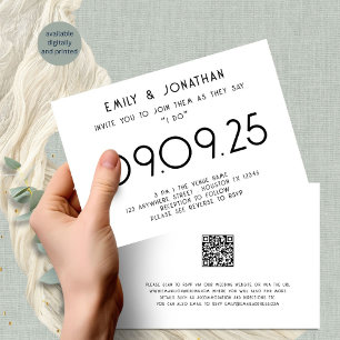 Moderne Typografie Schwarz-weiß Hochzeit Einladung
