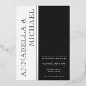 Moderne Typografie Schwarz-weiß Hochzeit Folieneinladung (Vorderseite)