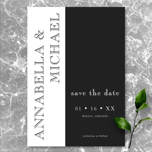 Moderne Typografie Schwarz-weiß Hochzeit Save The Date