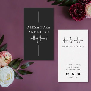 Moderne Typografie Schwarz-Weiß-Hochzeitsplaner Visitenkarte