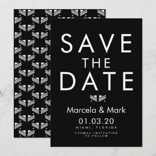 Moderne Typografie Schwarz Weiß Save The Dates Kar Karte