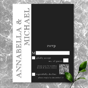 Moderne Typografie Schwarz-weiß Wedding QR RSVP Karte