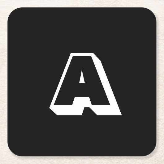 Moderne Typografie Schwarz-weiß, zunächst oder nac Rechteckiger Pappuntersetzer (Vorderseite)