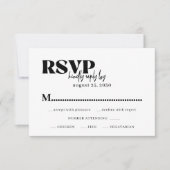 Moderne Typografie Schwarz-weiße Mahlzeiten Wahl H RSVP Karte (Vorderseite)