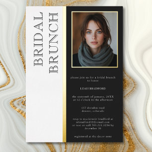 Moderne Typografie Schwarz-weißes Foto Bridal Brun Folieneinladung