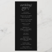 Moderne Typografie Schwarzes Hochzeitszeremonie-Pr Programm (Rückseite)
