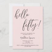 Moderne Typografie Script Blush Pink 50. Geburtsta Einladung (Vorderseite)