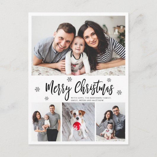 Moderne Typografie Script Collage Weihnachten Postkarte (Vorderseite)