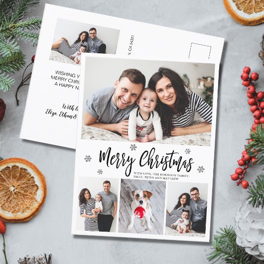 Moderne Typografie Script Collage Weihnachten Postkarte