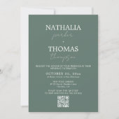 Moderne Typografie Script Foto QR Code Hochzeit Einladung (Vorderseite)