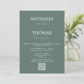 Moderne Typografie Script Foto QR Code Hochzeit Einladung (Stehend Vorderseite)