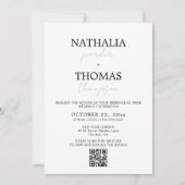 Moderne Typografie Script Foto QR Code Hochzeit Einladung (Vorderseite)