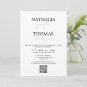 Moderne Typografie Script Foto QR Code Hochzeit Einladung (Stehend Vorderseite)