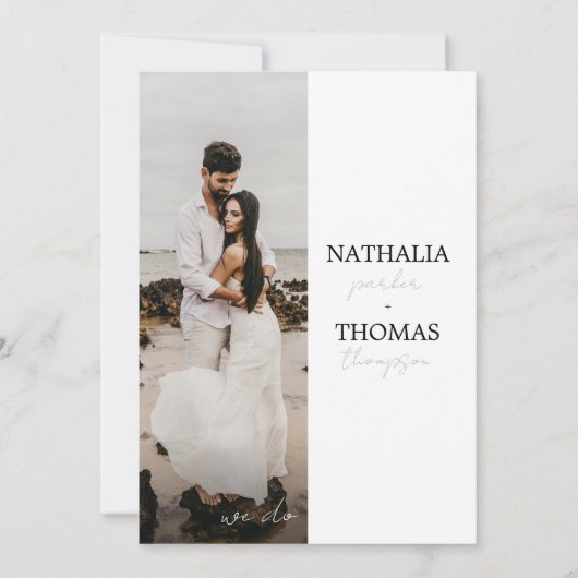 Moderne Typografie Script Foto QR Code Hochzeit Einladung (Rückseite)