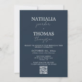 Moderne Typografie Script Foto QR Code Hochzeit Einladung (Vorderseite)