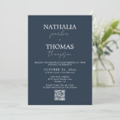 Moderne Typografie Script Foto QR Code Hochzeit Einladung (Stehend Vorderseite)