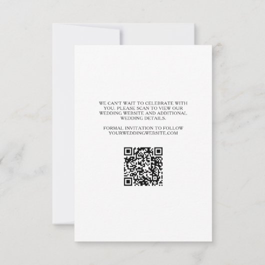 Moderne Typografie Script QR Code Hochzeit Save The Date (Rückseite)