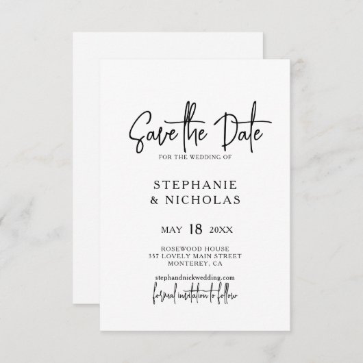 Moderne Typografie Script QR Code Hochzeit Save The Date (Vorne/Hinten)