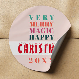 Moderne Typografie Sehr frohe Weihnachten Runder Aufkleber