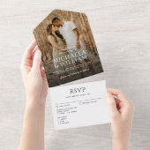 Moderne Typografie Single Foto Hochzeit All In One Einladung (Abreißen)