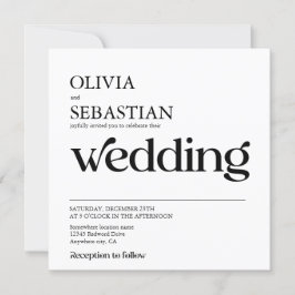 Moderne Typografie Square Foto White Wedding Einladung