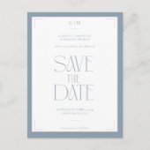 Moderne Typografie Staubblau Save the Date Postkarte (Vorderseite)