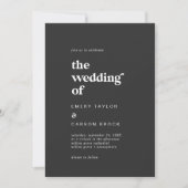 Moderne Typografie | Steinkohle Grau, Hochzeit von Einladung (Vorderseite)