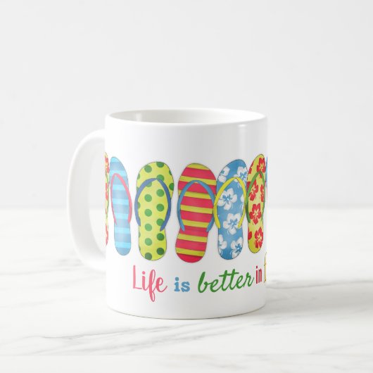 Moderne Typografie Summer Beach Flip Flops Kaffeetasse (Vorderseite Links)