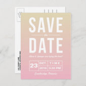 Moderne Typografie Sunset Ombre Save the Date Ankündigungspostkarte (Vorne/Hinten)