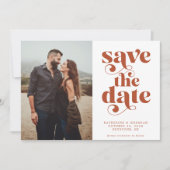 Moderne Typografie Terracotta-Foto Save the Date (Vorderseite)