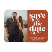 Moderne Typografie Terracotta-Foto Save the Date Magnet (Horizontal)