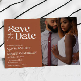 Moderne Typografie Terracotta Foto Wedding Save The Date