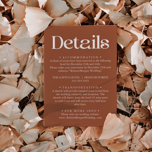 Moderne Typografie Terracotta Hochzeitsskizzen Begleitkarte