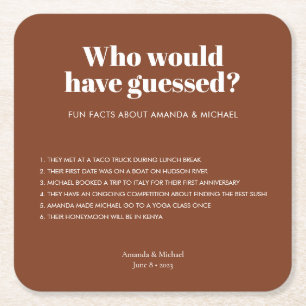 Moderne Typografie Terracotta Wedding Fun Fakten Rechteckiger Pappuntersetzer
