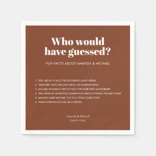 Moderne Typografie Terracotta Wedding Fun Fakten Serviette