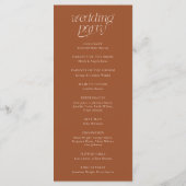 Moderne Typografie Terrakotta-Hochzeitsprogramm Programm (Rückseite)