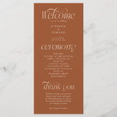 Moderne Typografie Terrakotta-Hochzeitsprogramm Programm (Vorderseite)