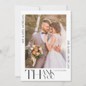 Moderne Typografie Text und Foto | Hochzeit Dankeskarte (Vorderseite)