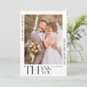 Moderne Typografie Text und Foto | Hochzeit Dankeskarte (Stehend Vorderseite)