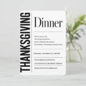 Moderne Typografie Thanksgiving-Dinner Einladung (Stehend Vorderseite)