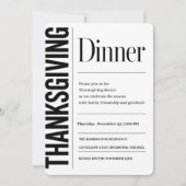 Moderne Typografie Thanksgiving-Dinner Einladung (Vorderseite)