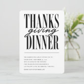 Moderne Typografie Thanksgiving-Dinner Einladung (Stehend Vorderseite)
