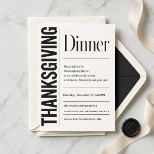 Moderne Typografie Thanksgiving-Dinner Einladung