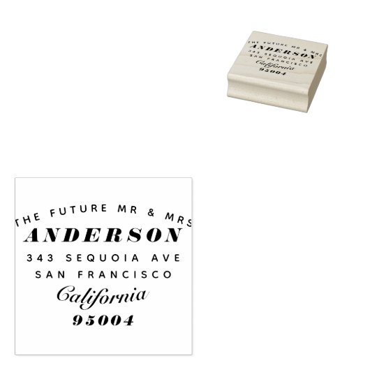 Moderne Typografie "The Future Mr & Mrs." Rede Gummistempel (Stempel)