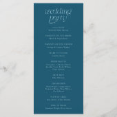 Moderne Typografie Türkise Hochzeitsprogramm Programm (Rückseite)