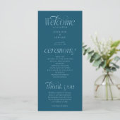 Moderne Typografie Türkise Hochzeitsprogramm Programm (Stehend Vorderseite)