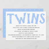 Moderne Typografie Twin Boys Baby Dusche Einladung (Vorne/Hinten)